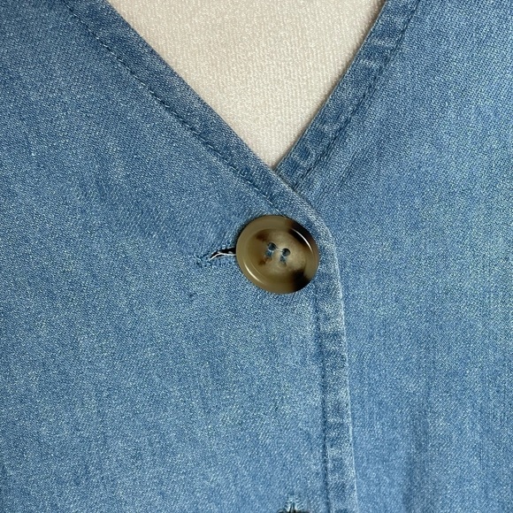 City Chic Soft Denim Dress chambray tortoiseshell buttons short sleeves Sz XL/22 - Picture 13 of 13